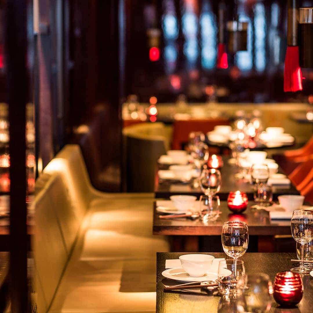 The ambient interior of the Hakkasan Chinese restaurant in Mayfair